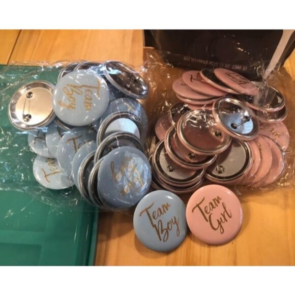 Gender Reveal Button Pins 50 Pcs, Team Boy Girl Button Pins, Pink blue Button - Picture 3 of 3